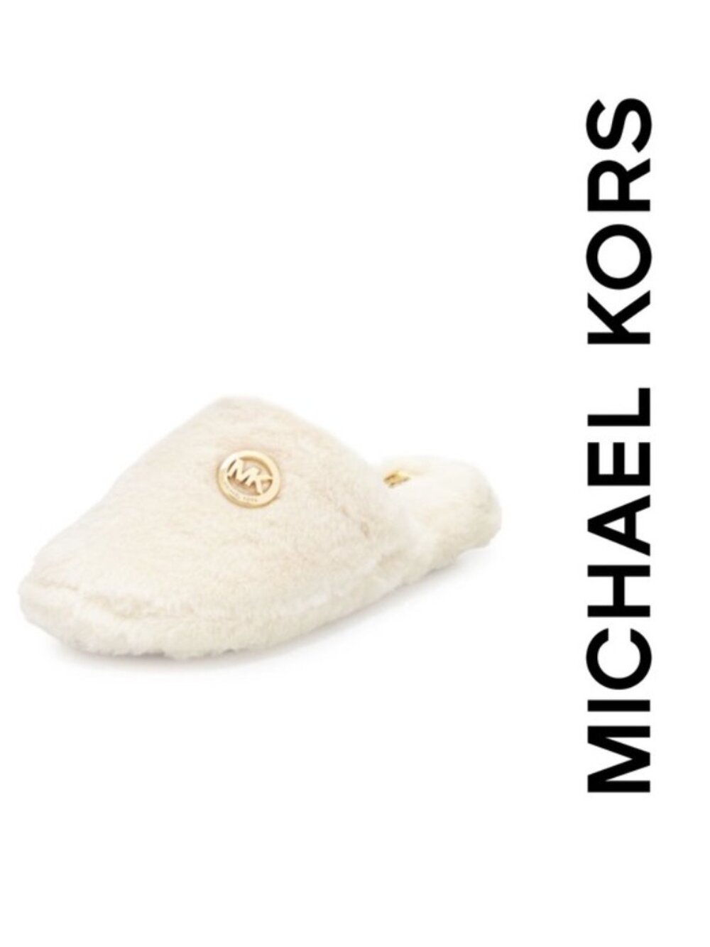 Michael Michael Kors | Ivory Alexis Faux Fur Closed Toe Slip On Slipper | Size 9